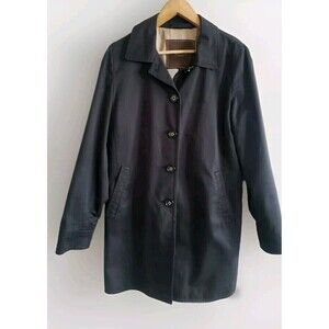Coach Trench Coat Women's Medium Black Button Front  Capsule Staple Quiet Luxury